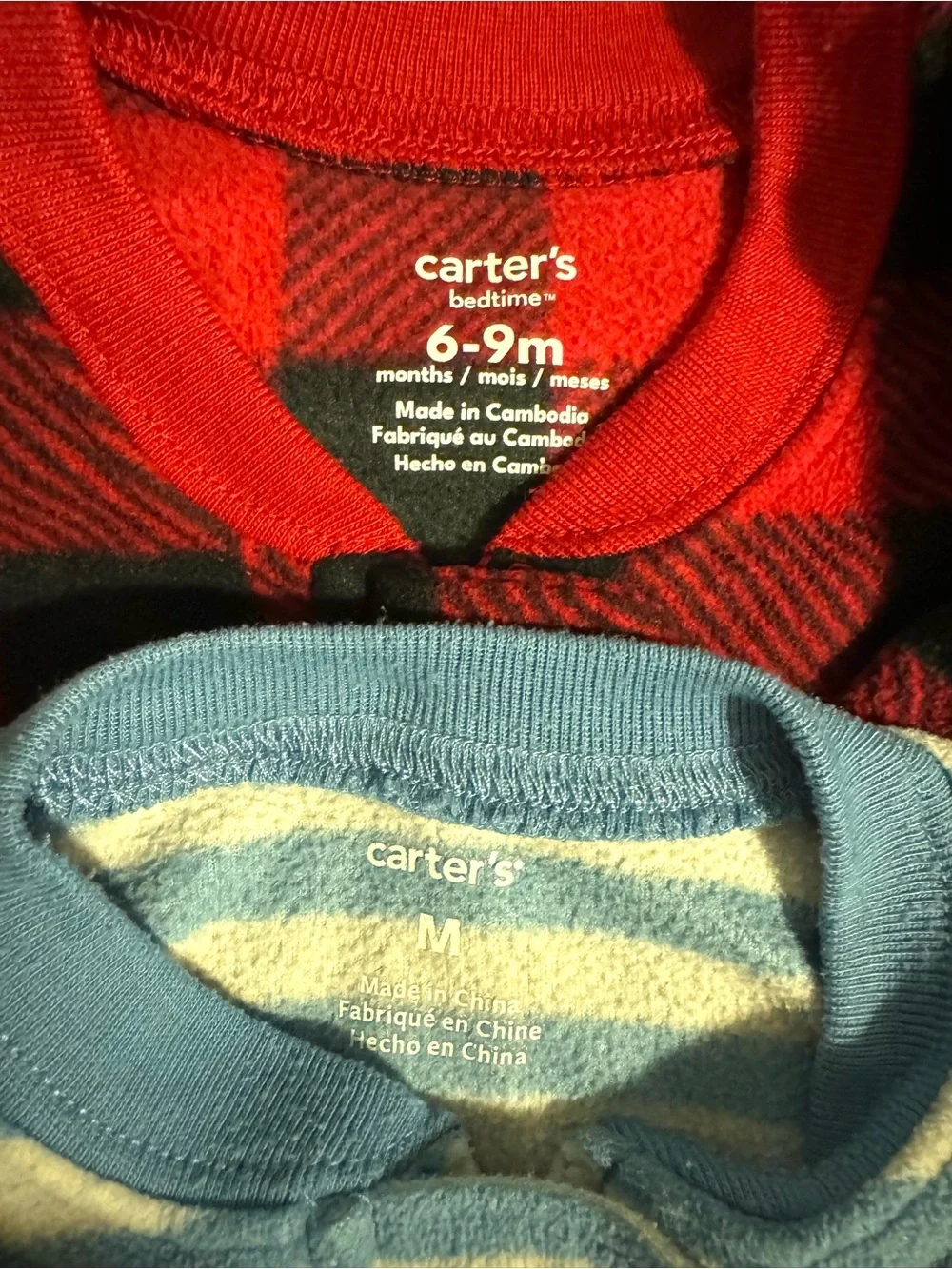 Carter's Soft Fleece Sleep Sacks Bundle (2) - Size 6M (Medium) Plaid Stripes